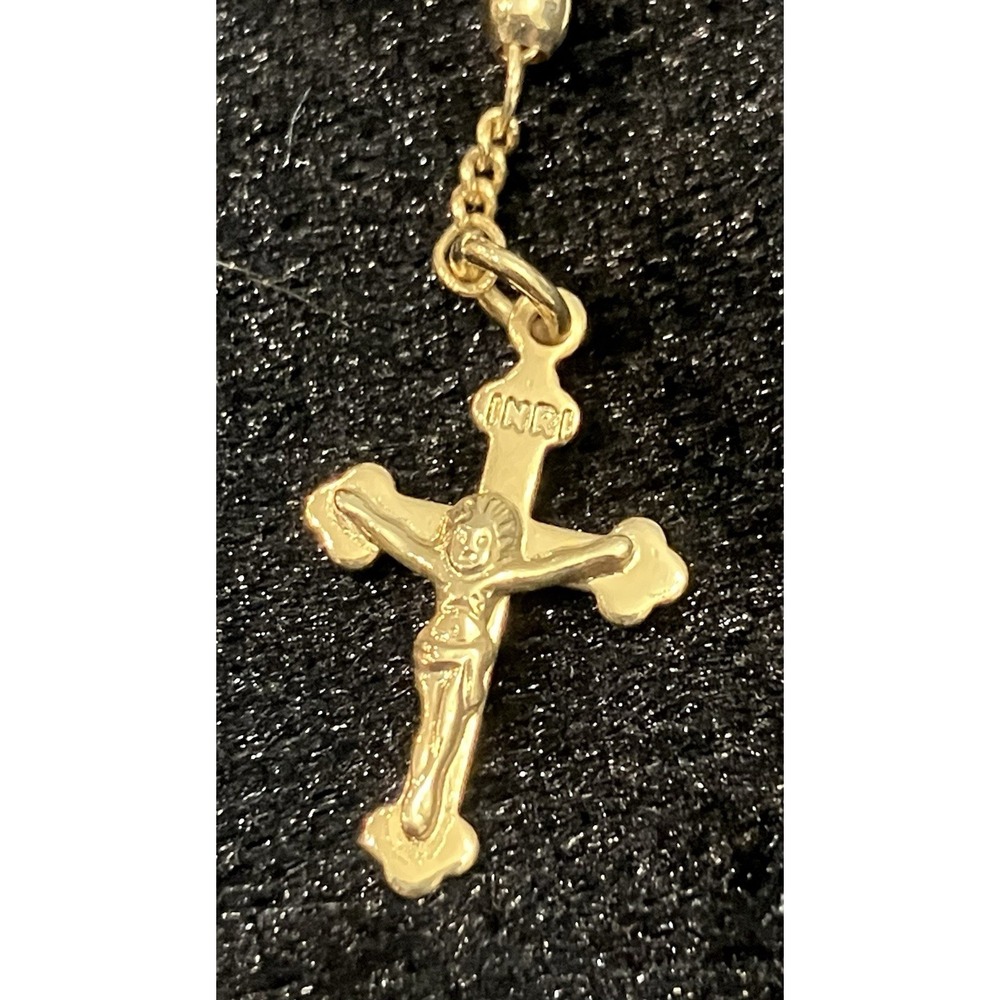 Infant Baby Gold Tone Rosary Crucifix Necklace Italy Catholic Religious Gift